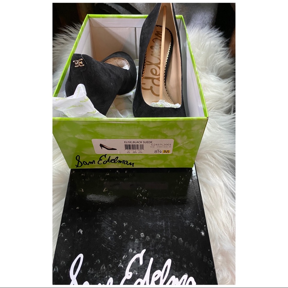 NWT Sam Edelman Elise Black Suede Pump Heel